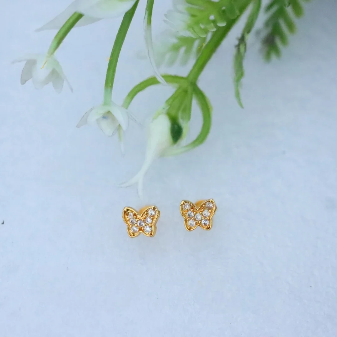Gold Butterfly Stud Earrings